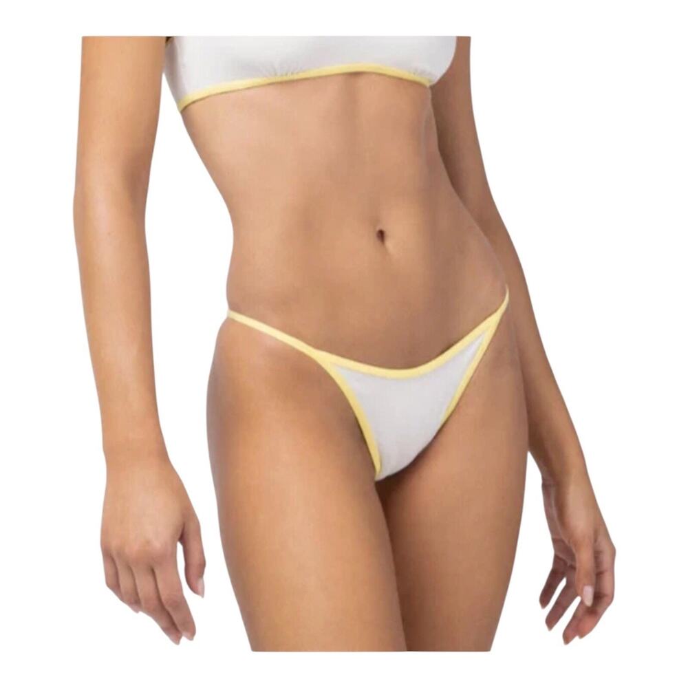 L*Space Monica Wise Tommy Bitsy Bikini Bottom Cream Lemon Women’s Small NWT